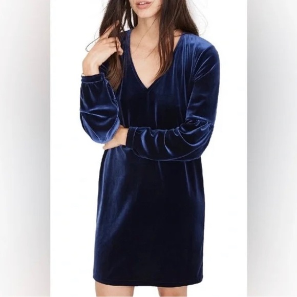 Madewell long sleeve medium velvet blue dress size - Picture 9 of 9